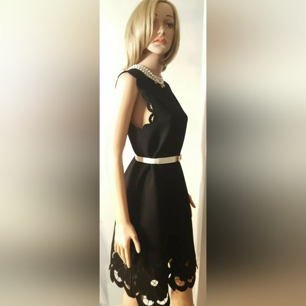 ❤️BUY2️⃣GET1️⃣🩷FREE♧$3,790 OSCAR DE LA RENTA NEW BLACK FLOWER KNIT DRESS M L - Picture 4 of 14